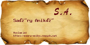 Saáry Anikó névjegykártya
